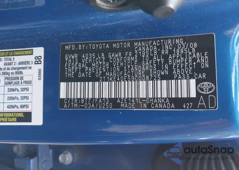 2009 Toyota Matrix S из США, поврежденный, VIN 2T1KE40E59C008725